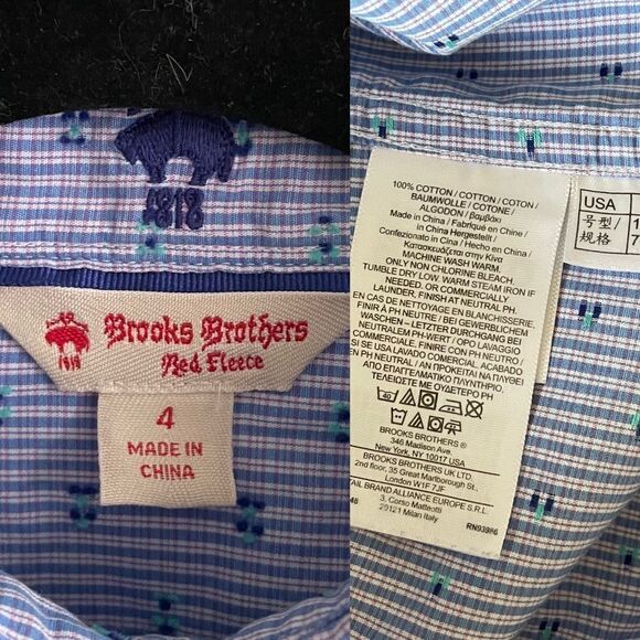 BROOKS BROTHERS Long Sleeve Button Front Shirt Blouse Blue 4 - Picture 8 of 8